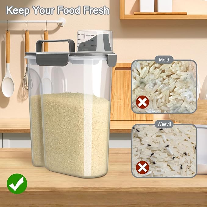 Komzon Rice Container, Airtight Rice Storage Container 10lb, Cereal Containers - Image 5