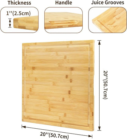 Utoplike Bamboo Cutting Board 20 x 20 inch, Large Wood Chopping Board - Image 4