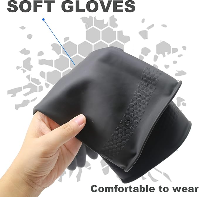 Chemical Resistant Latex Gloves, Cleaning Protective Safety Work Heavy Duty - Image 5