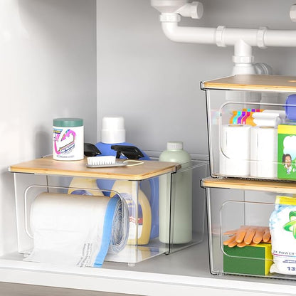 iCASA Trash Bag Dispenser Under Sink Organizer, 2-in-1 Acrylic Trash Bags Holder - Image 5