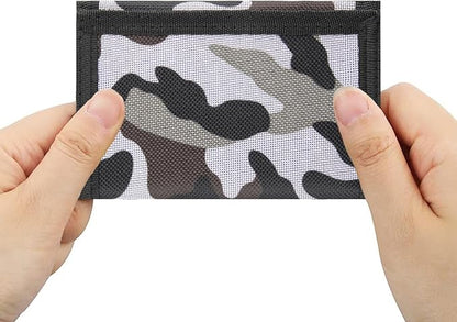 NEICY RFID Blocking Canvas Wallet for Men and Women - Camo Trifold Outdoor Sports Wallets with Magic Sticker for Teen Kids (Camo Grey02)