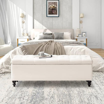 Living&Giving Storage Ottoman 50.2 Inches Upholstered Fabric Storage Ottoman - Image 4