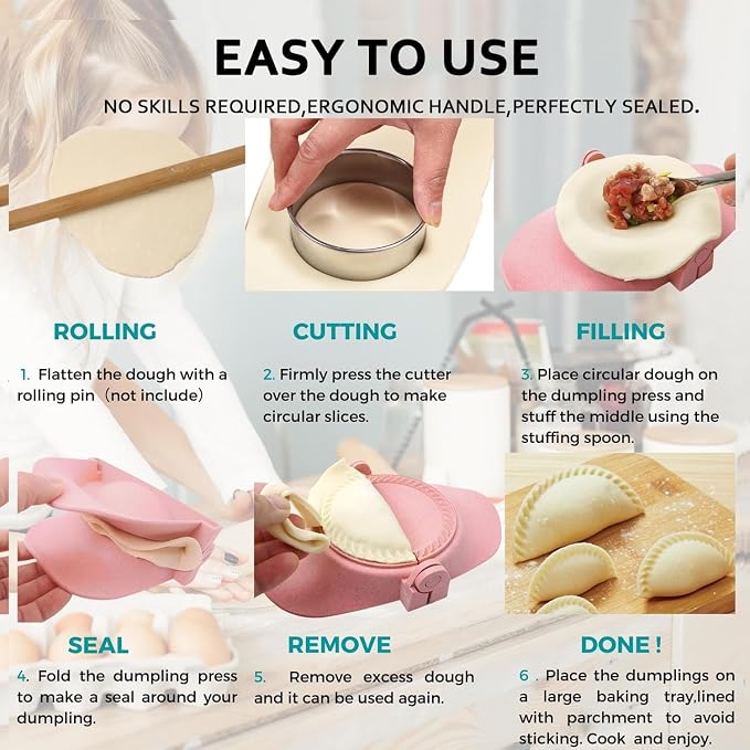 Empanada Maker Press, 6-Inch Extra Large Dumpling Maker Set - Image 5