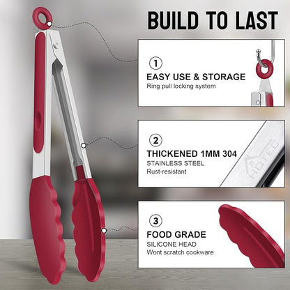 HOTEC Premium Stainless Steel Locking Kitchen Tongs - Image 4