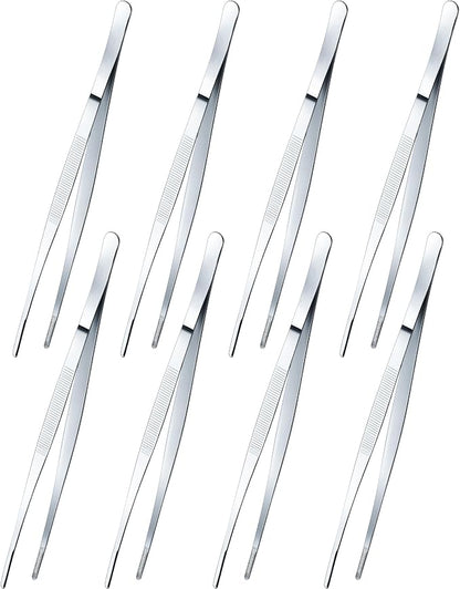 Yaomiao 8 Packs 12 Inch Bar Tweezers Silver Cocktail Tongs Long Garnish by Yaomiao