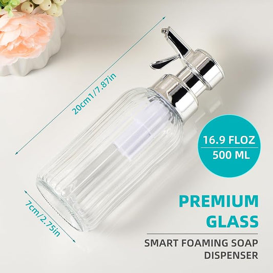 Automatic Foaming Soap Dispenser, 17oz Clear Glass Hand Soap Dispenser - Image 2