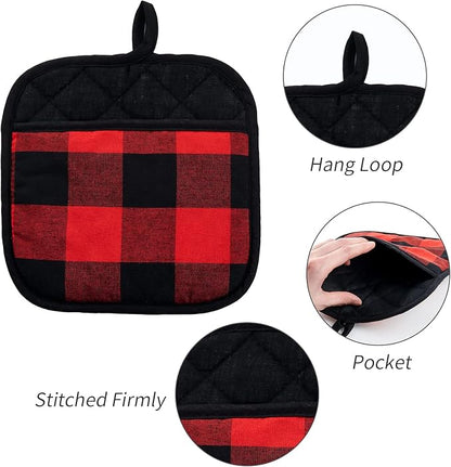 Joyhalo 4 Pack Pot Holders for Kitchen, Cotton Oven Holder - Image 3