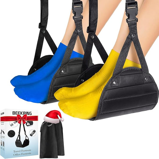 2-Pack Airplane Foot Hammock for Plane Travel - Travel Essentials Length Adjustable Airplane Foot Rest - Long Flight Must Haves