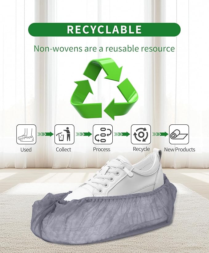 50Pcs(25 Pairs) Non-Woven Shoe Covers Disposable Non Slip for Indoors, Breathable | Durable | Boot Covers, Fits Up to Size 13 US Men (Gray)