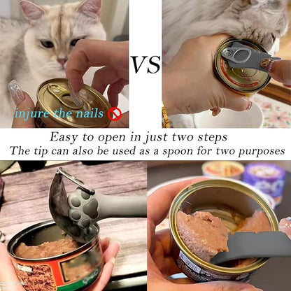 Food Can Spoon & Lids, One Multi-Functional Opener Spatula, Cute Paw Shape Spoon - Image 2