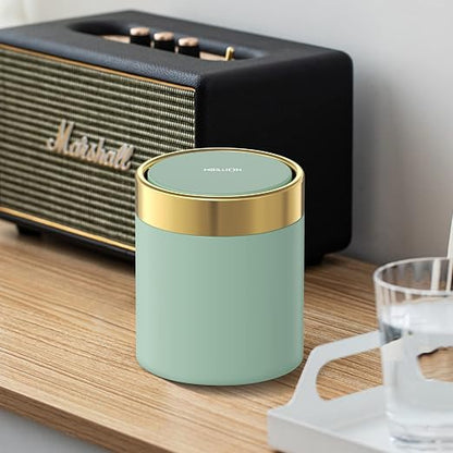 Mini Trash Can with Lid, Desktop Small Trash Can Recycling Bin Cute Metal - Image 4