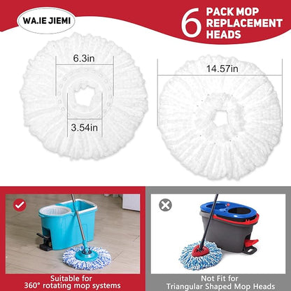 6-Pack White Mop Replacement Heads - Image 3