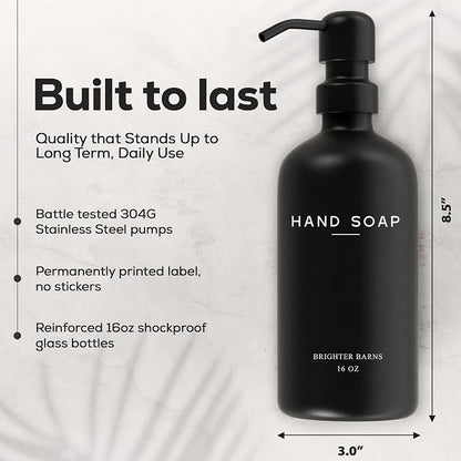 Black Glass Soap and Lotion Dispenser Set by Brighter Barns - Image 3