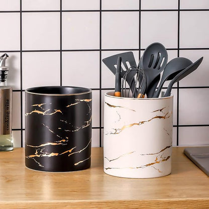 7" Marble Utensil Holder, Large Kitchen Utensil Holder Organizer - Image 6