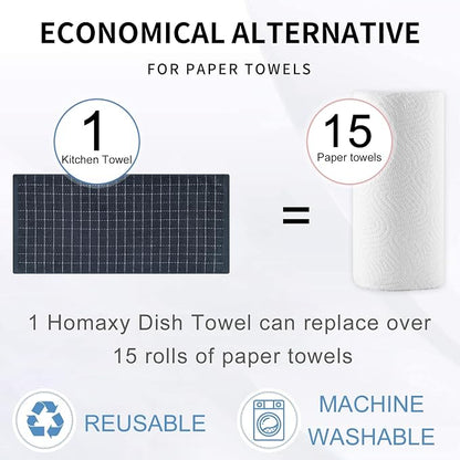Homaxy 100% Cotton Terry Kitchen Towels, Checkered Designed, Soft and Super - Image 7