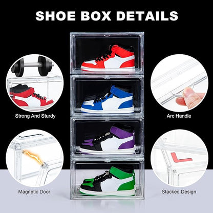 NYZE 3 Pack Acrylic Shoe Boxes Side Open, Shoe Storage Organizer - Image 3