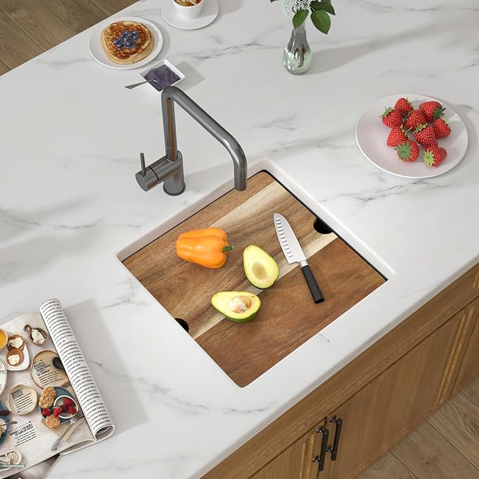 18 Black Granite Composite Bar Sink 18x18 Single Bowl Granite Composite Undermount Small Kitchen Sink Small Wet Bar Sinks with Workstation Quartz Natural Stone