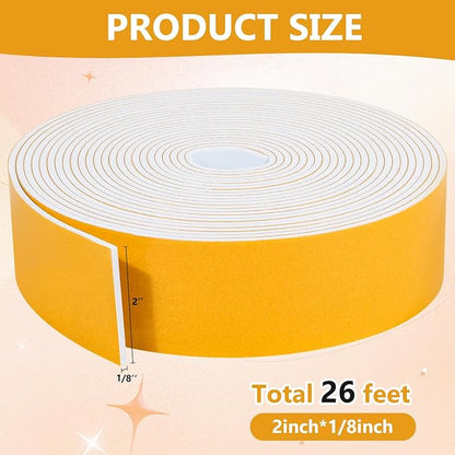 26Feet Weather Stripping Seal for Door Window, High Density Foam Tape, - Image 2