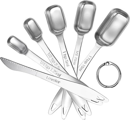 U-Taste Narrow Square Measuring Spoons: 18/8 Stainless Steel Kitchen Measure by U-Taste