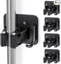 Stainless Steel Broom Holder, Heavy Duty, Rust Resistant, 4 Gripper Positions with 4 Hooks, Black