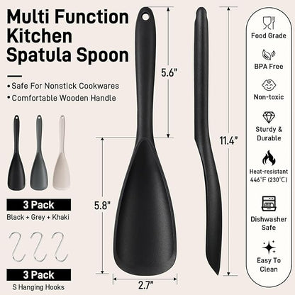 3 PACK Silicone Cooking Spatula Spoons - Image 6