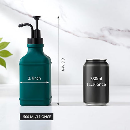 Enra Glass Soap Dispenser with Clear Window, 12oz Matte Stainless Steel Hand - Image 4