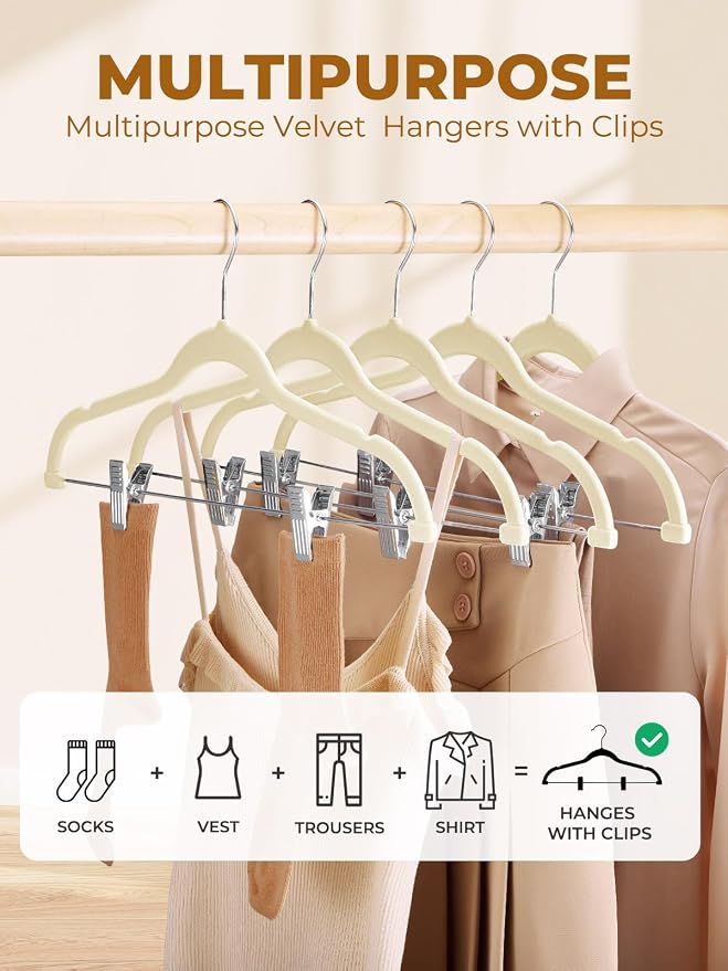 HOUSE DAY Velvet Skirt Hangers 12 Pack, Space Saving Slim Shorts Hanger - Image 2