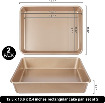 Baking Pan Set of 2, 12.5’’ X 10’’ X 2.4’’ Nonstick Sheet Cake Pan - Image 2