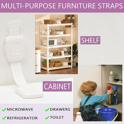 Upgraded No Drill Adhesive Furniture Anchor, Adjustable Anti Tip Furniture Wall - Image 5