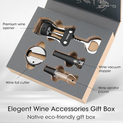 Beneno Multifunctional Wine Bottle Opener Gift Wing Corkscrew, Foil Cutter - Image 2