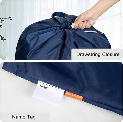 Polecasa Heavy Duty Large Laundry Bag with 130gsm Tear Resistant Fabric and Handles, Easy to Carry Durable Dirty Clothes Drawstring Bag, Perfect for College Dorm, Travel, 28”x36”, Navy