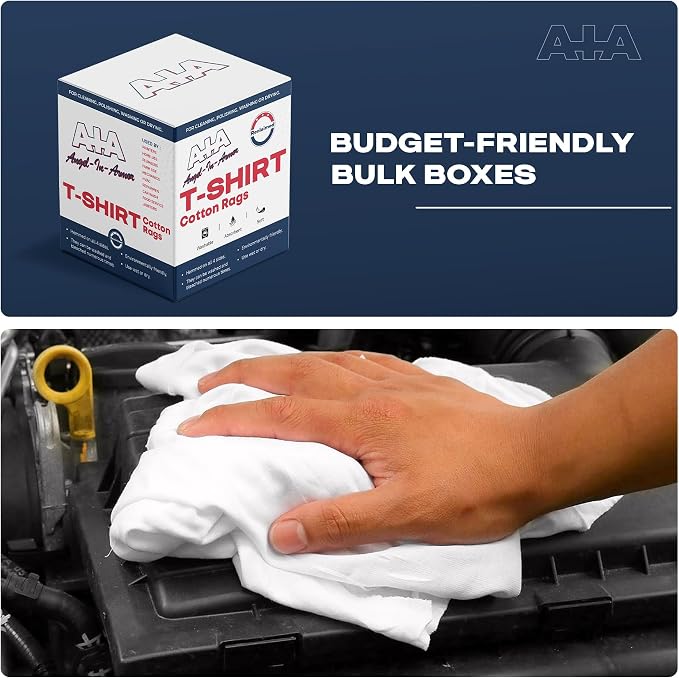Angel-in-Armor White T-Shirt Rags – 50lb Bulk Box of Recycled Cotton Knit Shop - Image 5