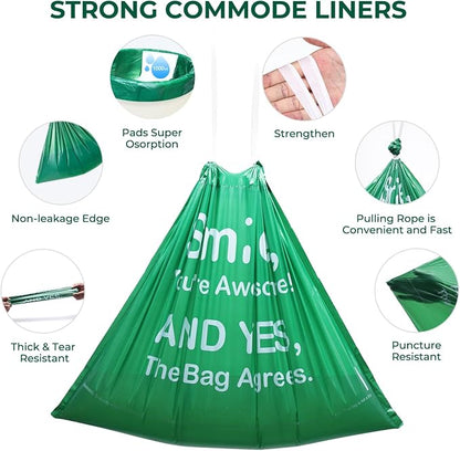 Commode Liners with Absorbent Pads, Universal Disposable Commode/Bed Pan Liners - Image 5