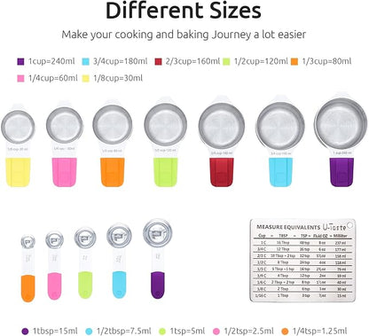 Measuring Cups, U-Taste Magnetic Measuring Cups and Spoons Set of 13 in 18/8 - Image 2