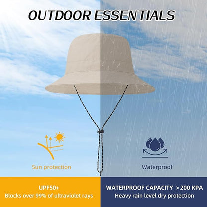 Durio Waterproof Bucket Hats for Woman UPF 50+ Sun Hat UV Protection Packable Rain Hats for Women Lightweight Hiking Hat