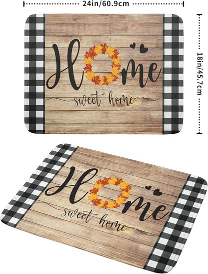 Giwawa Home Sweet Home Dish Drying Mat 18x24 Inch Fall Autumn Maple Leaf Wreath - Image 2