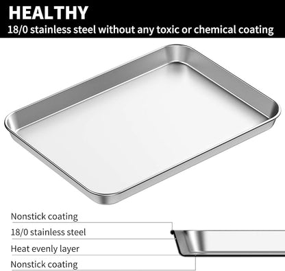 Baking Sheet Set of 2, Bastwe 18 inch Commercial Grade Stainless Steel Baking - Image 3
