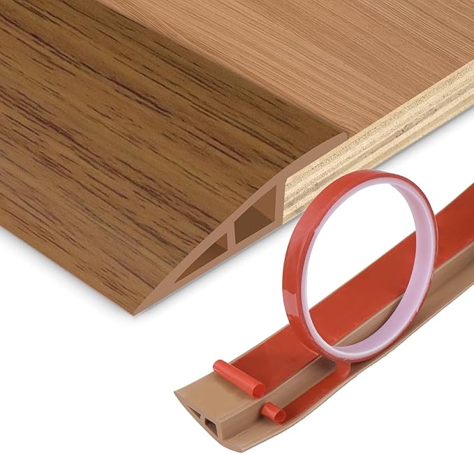Floor Transition Strip Vinyl Door Threshold Ramp Self Adhesive Carpet Edging Strip Doorway Edge Trim, Overlap Edge Reducer for Laminate Carpet, Floor, Tile (Orange Oak, 3/5" to 4/5", 3.3Ft)