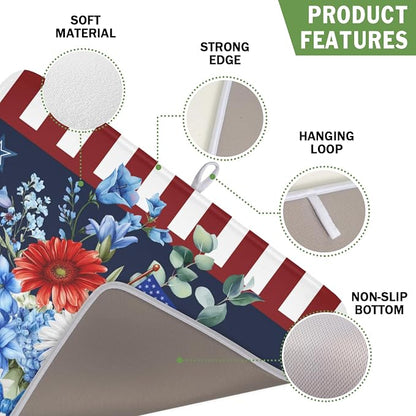 4th of July Dish Drying Mat for Kitchen Counter Patriotic Red Blue and White - Image 3