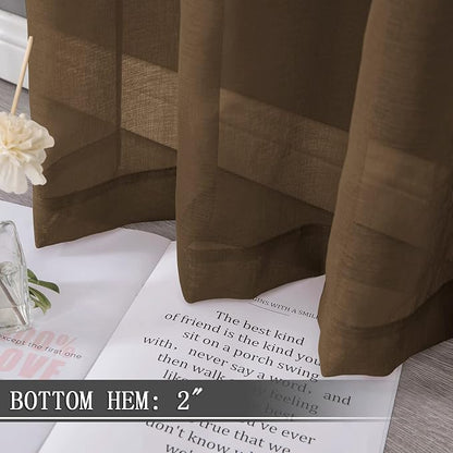 Tollpiz Short Sheer Tier Curtains Linen Textured Half Kitchen Curtain Sheers - Image 4
