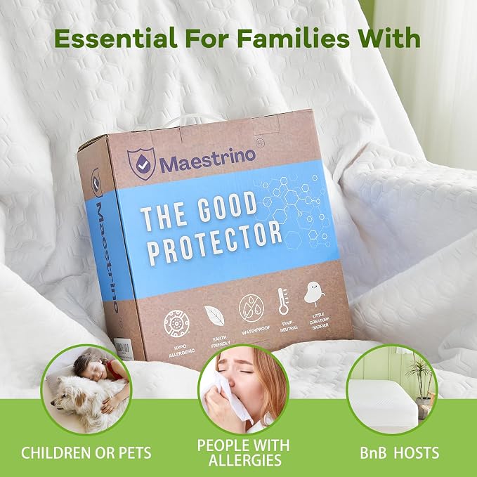 Premium Tencel Full Size Mattress Protector Cover in White, Natural and Skin - Image 5