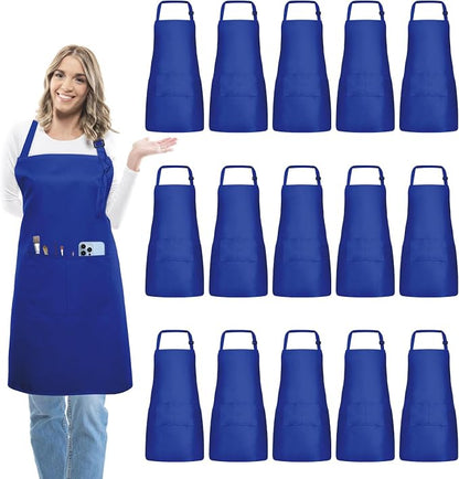 15 Pcs Adult Aprons Bulk with Pockets Adjustable Bib Chef Apron by IMERAGO