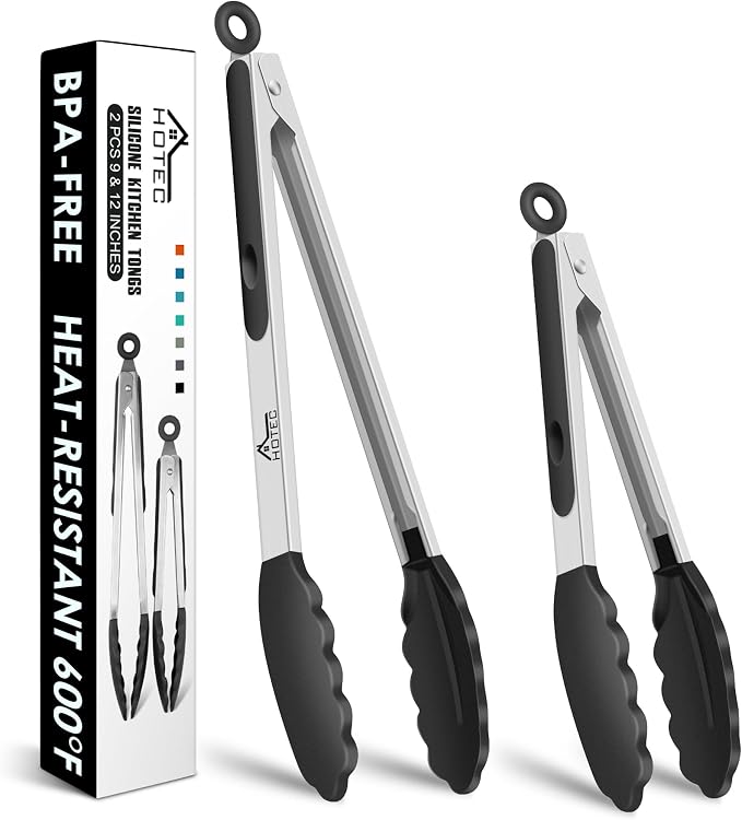HOTEC Premium Stainless Steel Locking Kitchen Tongs by Hotec