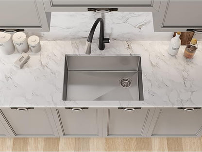 Kraus KHU111-25 Standart PRO 16 Gauge Undermount Single Bowl Stainless Steel Kitchen Sink, 25 Inch