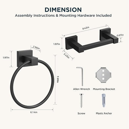 FORIOUS Toilet Paper Holder Wall Mount and Hand Towel Ring Set, SUS 304 - Image 7