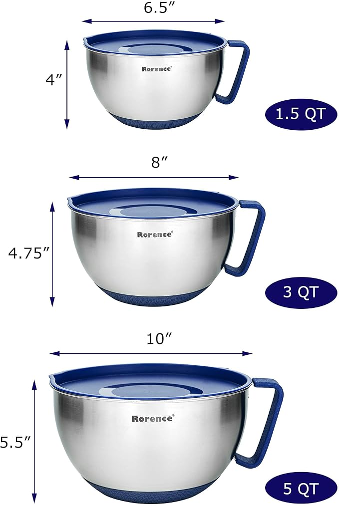 Rorence Mixing Bowls Set: Stainless Steel Non-Slip Bowls - Image 2