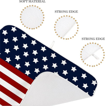 4th of July Dish Drying Mat 18 x 24 Inch Patriotic Red Stripe Navy Blue Stars - Image 7