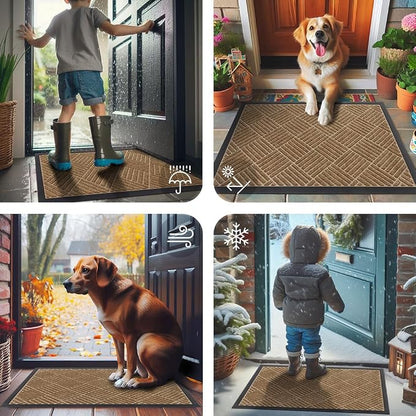 Smiry Front Door Mat Outside Entrance, Heavy Duty Outdoor Indoor Natural Rubber - Image 7