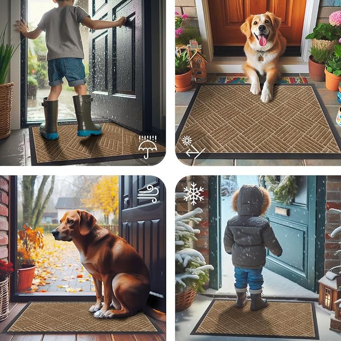 Smiry Front Door Mat Outside Entrance, Heavy Duty Outdoor Indoor Natural Rubber - Image 7