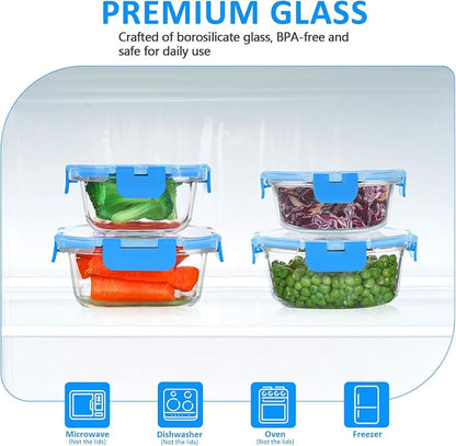 KOMUEE 24 Pieces Glass Food Storage Containers Set, Glass Meal Prep Containers - Image 3
